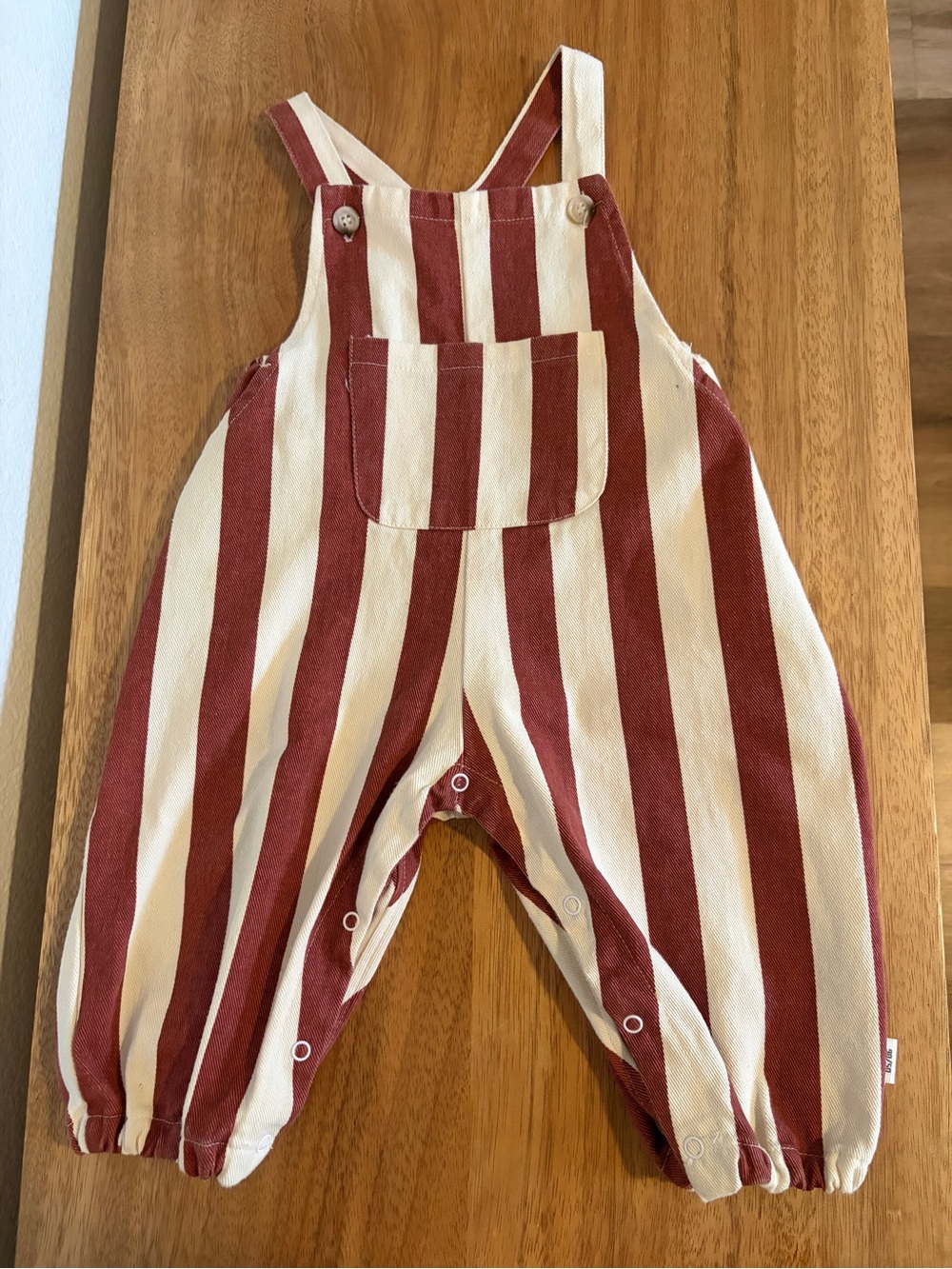 Minioli Striped Red and Cream Kids Overalls 18 months